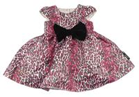 Bílo-růžové šaty s leopardím vzorem a mašlí Mothercare