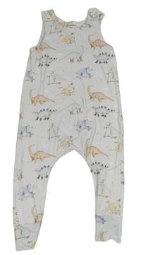 Světlemodré lehké laclové tepláky s dinosaury