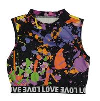 Černo-barevný skvrnitý crop top Shein