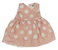 Růžové puntíkaté plátěné šaty Primark