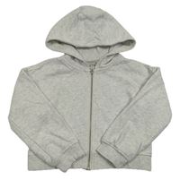 Světlešedá melírovaná propínací crop mikina s kapucí Matalan
