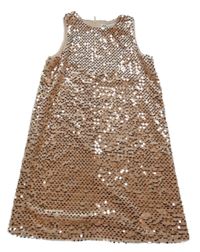 Růžové sametovo/flitrové šaty H&M