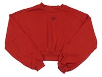 Červená crop mikina se srdcem H&M