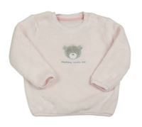 Světlerůžová chlupatá mikina s medvědem Nutmeg