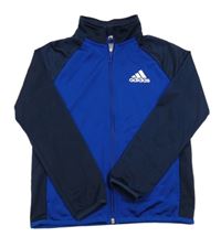 Safírovo-tmavomodrá sportovní propínací mikina s logem Adidas