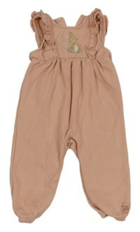 Starorůžové laclové tepláky s Peter Rabbit a volánky