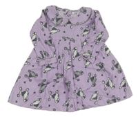 Lila šaty s pudly a límečkem