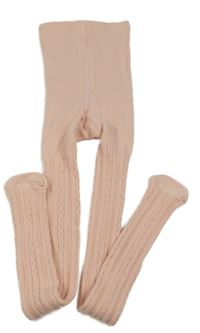 Růžové punčocháče s copánkovým vzorem