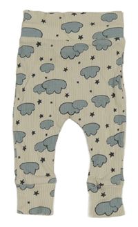 Béžové žebrované lehké tepláky s mraky So Cute