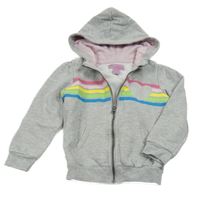 Šedá melírovaná propínací mikina s pruhy se srdcem a kapucí Pocopiano