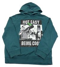 Tmavozelená mikina s cyklistou a kapucí C&A