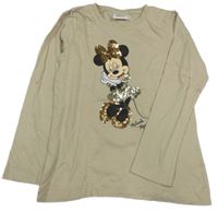 Béžové triko s Minnie s flitry Disney