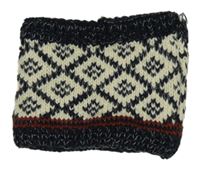 Nové - Tmavomodro-smetanový vzorovaný pletený nákrčník OVS