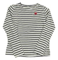 Bílo-černé pruhované triko se srdcem Kiabi