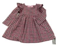 Nové - Starorůžovo-vínovo-černé kostkované šaty s volánky St. Bernard