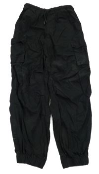 Černé plátěné cargo cuff kalhoty C&A