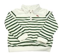 Bílo-zelená pruhovaná polo mikina Shein