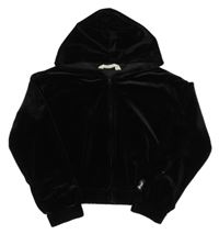 Černá sametová propínací mikina s kapucí H&M