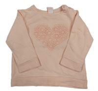 Růžová mikina s krajkovým srdcem