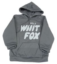 Šedá mikina s nápisem a kapucí White Fox