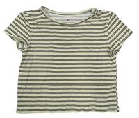 Béžovo-antracitové pruhované crop tričko H&M