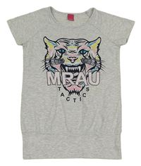 Šedé melírované tričko s tygrem