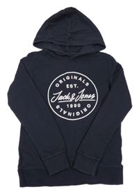 Černá mikina s nápisem a kapucí Jack & Jones