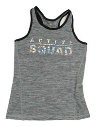 Šedý melírovaný sportovní top s nápisem H&M