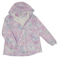 Růžovo-bílo-lila šusťáková jarní bunda s kapucí F&F