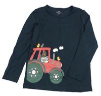 Tmavomodré triko s traktorem 