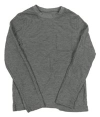 Tmavošedé žebrované triko s kapsou 