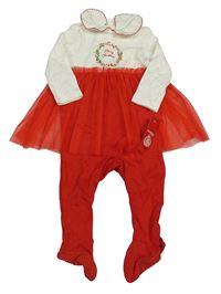 Nové - smetanovo-červený overal s tylovou sukní Dunnes 