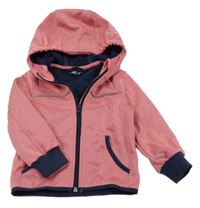 Růžovo-tmavomodrá softshellová bunda s kapucí