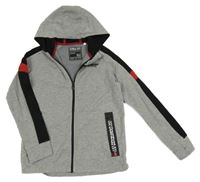 Šedo-černá propínací mikina s kapucí 