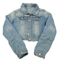 Světlemodrá crop riflová bunda 