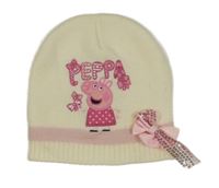 Smetanová pletená čepice s Peppou 