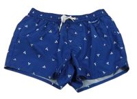 Tmavomodré plážové vzorované kraťasy 