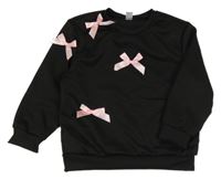 Černá mikina s růžovými mašličkami 