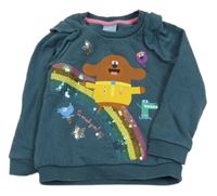 Petrolejová mikina s HejHafí a volánky Tu