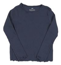 Tmavomodré žebrované triko H&M