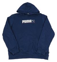 Tmavomodrá mikina s logem a kapucí Puma