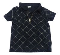 Černé kárované polo tričko s logy River Island