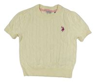 Bílá vzorovaná svetrová crop vesta s logem U.S POLO ASSN.