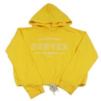 Žlutá crop mikina s nápisy a kapucí H&M