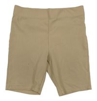 Béžové žebrované elastické kraťasy