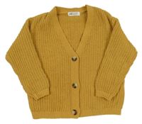 Hořčicový žinylkový propínací svetr H&M