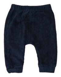 Tmavomodré žebrované sametové tepláky 