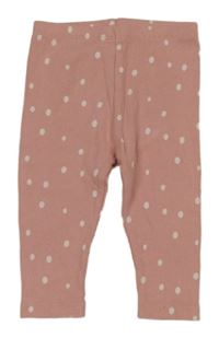 Růžové žebrované puntíkaté legíny 