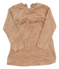 Růžová šatová sametová mikina s volánkem M&S