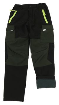 Černo-khaki softshellové cargo kalhoty 